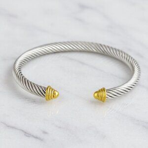“Cipriani” Cable rope two-toned 18k Gold & Silver cuff bracelet